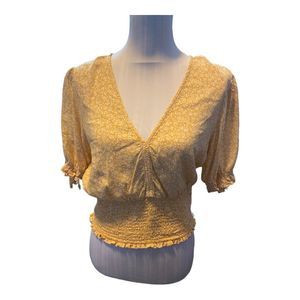 Abercrombie & Fitch Yellow Floral Blouse Size M